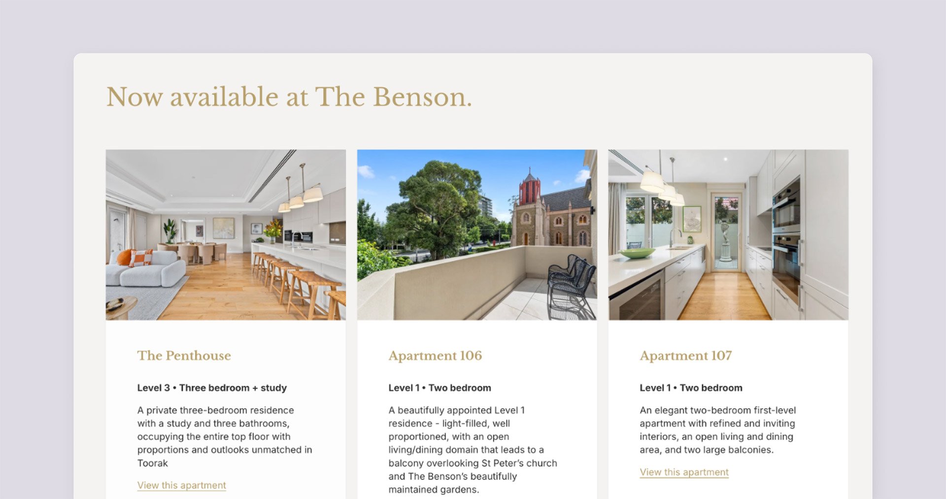 How ID Digital Agency designed and built a bespoke Squarespace website for The Benson Toorak, with HubSpot-integrated enquiry automation for their boutique retirement community.