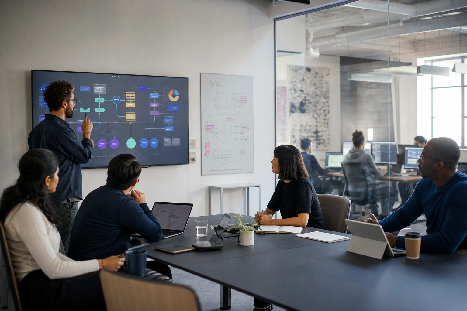 Tech Team Collaboration in Modern Office Space