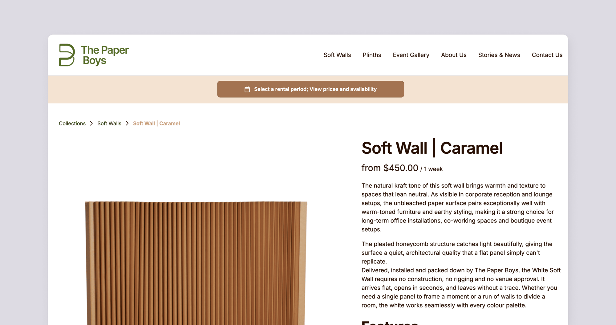 Product detail with live booking