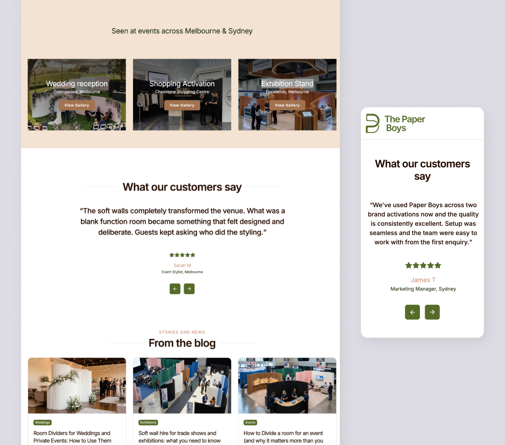 Testimonials carousel