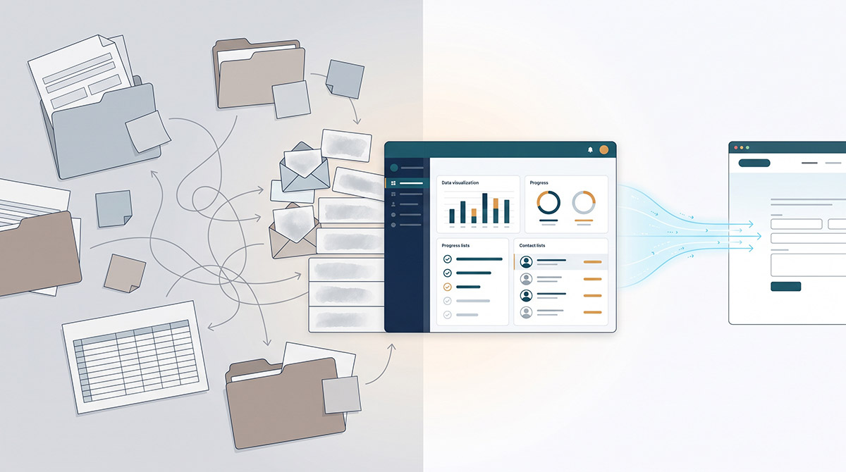 A contact form gets built, it emails a sales inbox, someone forwards it to the right person, and eventually that person adds it to a spreadsheet.